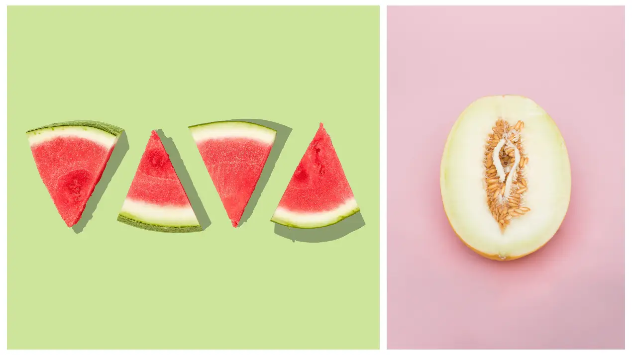 Melón y sandía cortados Melón y sandía cortados