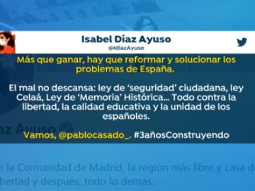 Ayuso, tras el discurso de Casado: "Más que ganar, hay que reformar y solucionar los problemas de España"