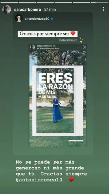 Storie de Sara Carbonero FELICITACIONES ESPECIALES