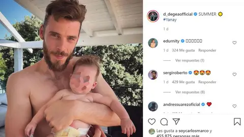 David de Gea y su hija Yanay David de Gea y su hija Yanay