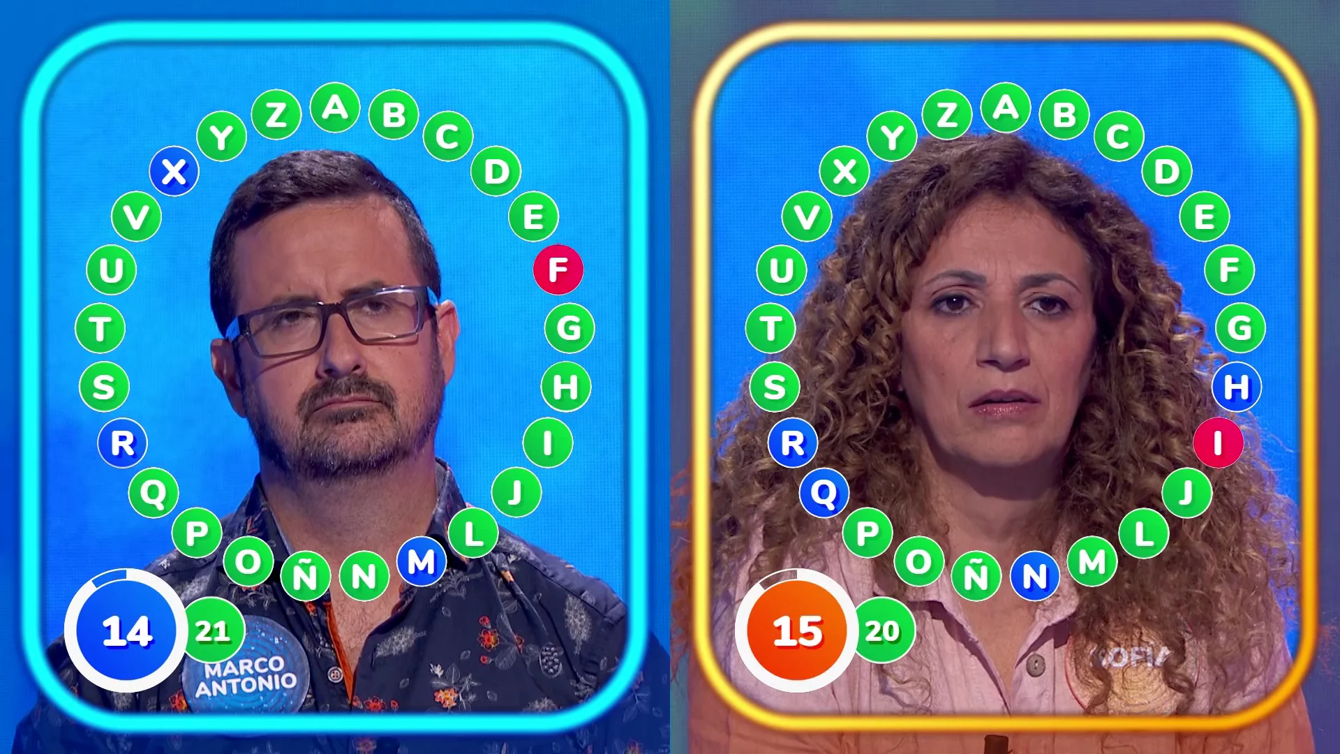 Dos rápidos fallos protagonizan un intenso e igualado duelo entre Marco Antonio y Sofía: ¿Quién ganará ‘El Rosco’? Dos rápidos fallos protagonizan un intenso e igualado duelo entre Marco Antonio y Sofía: ¿Quién ganará ‘El Rosco’?