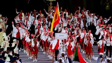 El desfile del equipo olímpico español en la ceremonia de inauguración de Tokio 2020 El desfile del equipo olímpico español en la ceremonia de inauguración de Tokio 2020