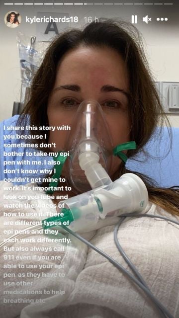  Kyle Richards ha sido hospitalizada por una grave reacción alérgica