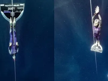 Alenka Artnik establece un nuevo récord del mundo en apena en peso constante al bajar hasta los 120 metros Alenka Artnik establece un nuevo récord del mundo en apena en peso constante al bajar hasta los 120 metros