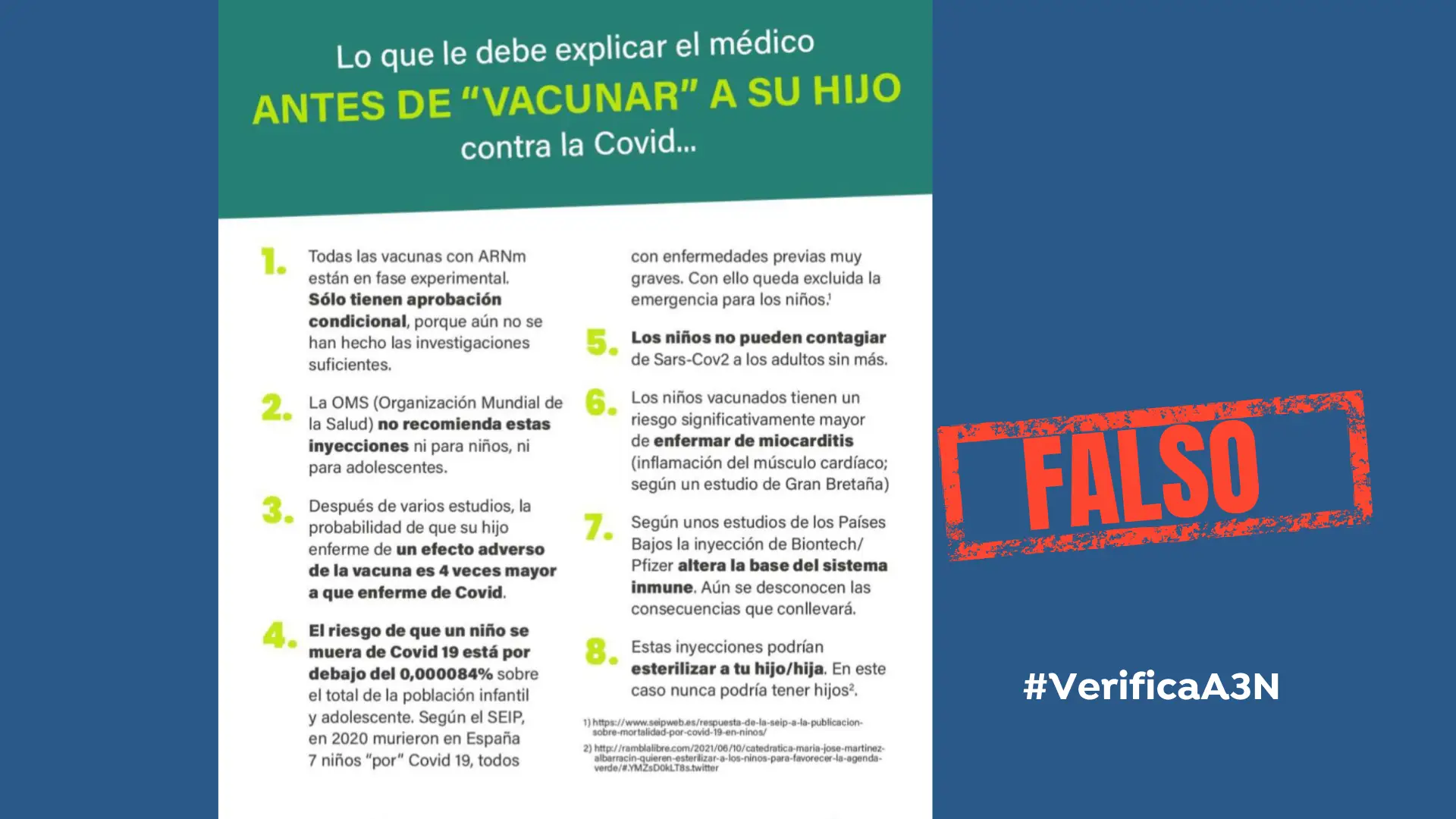 "Lo que le debe explicar su médico antes de vacunar a su hijo contra el coronavirus", el último bulo que circula en redes sociales "Lo que le debe explicar su médico antes de vacunar a su hijo contra el coronavirus", el último bulo que circula en redes sociales