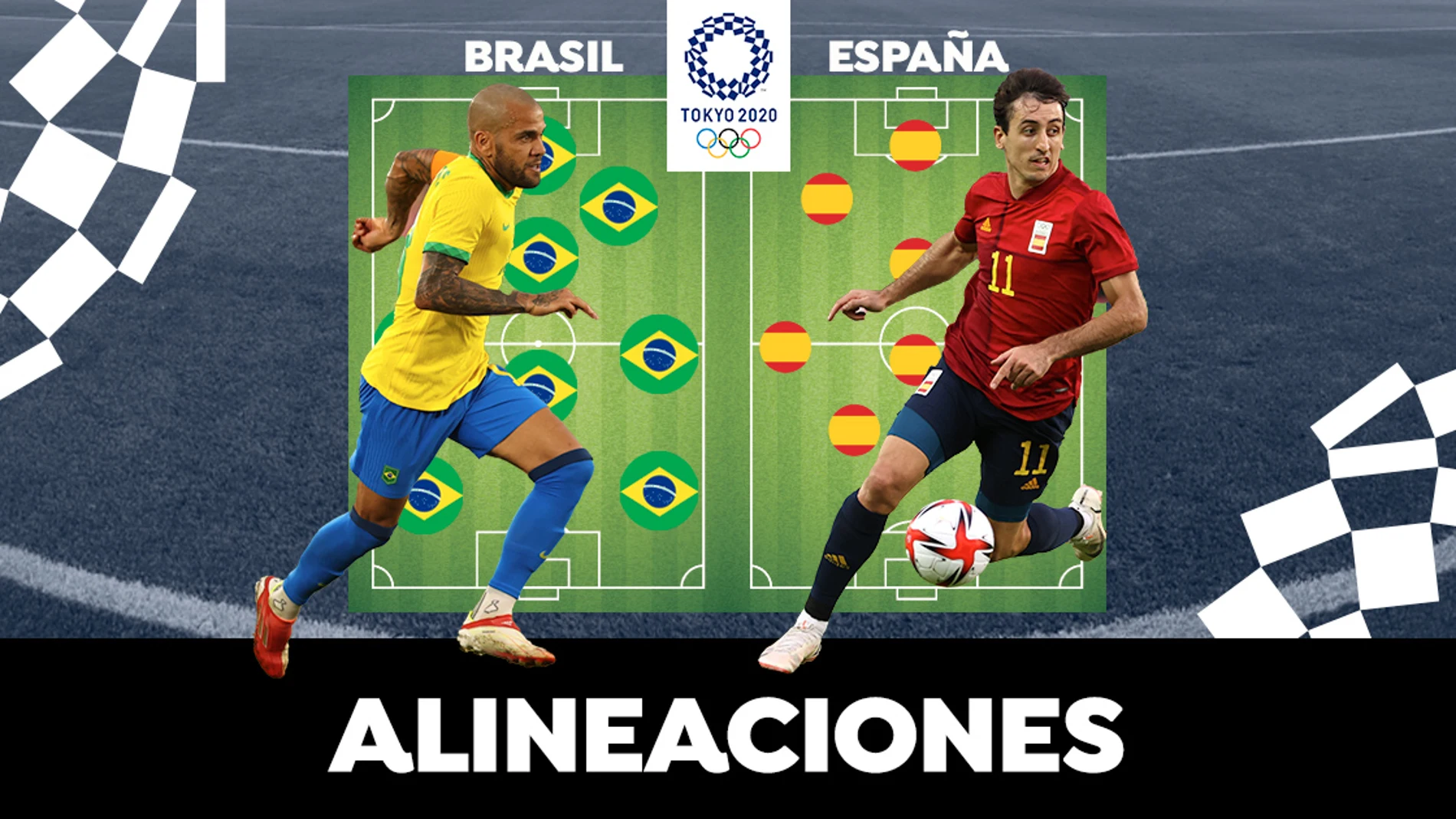 España - Brasil: Alineaciones del partido de fútbol de los Juegos Olímpicos de Tokio