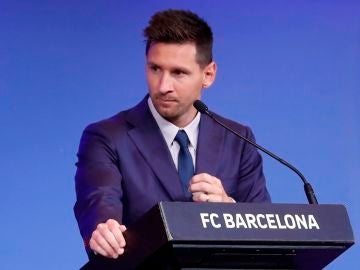 Leo Messi, en la rueda de prensa de despedida