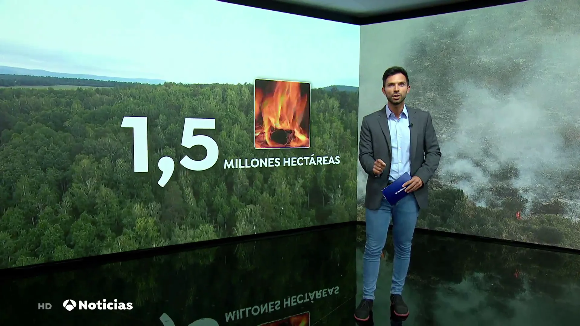El incendio que está arrasando Siberia supone una superficie parecida a la que ocupan Asturias y Cantabria El incendio que está arrasando Siberia supone una superficie parecida a la que ocupan Asturias y Cantabria