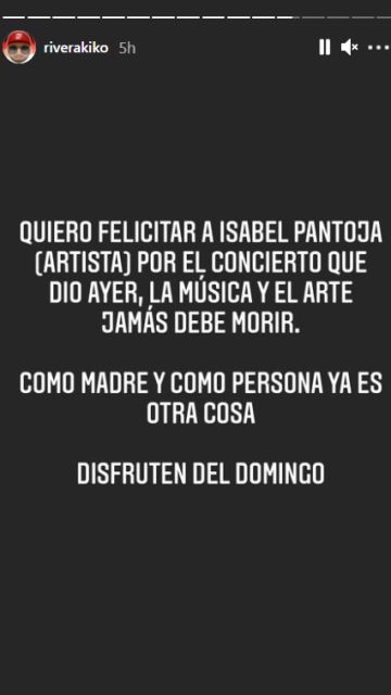 Kiko rivera felicita a su madre por el concierto