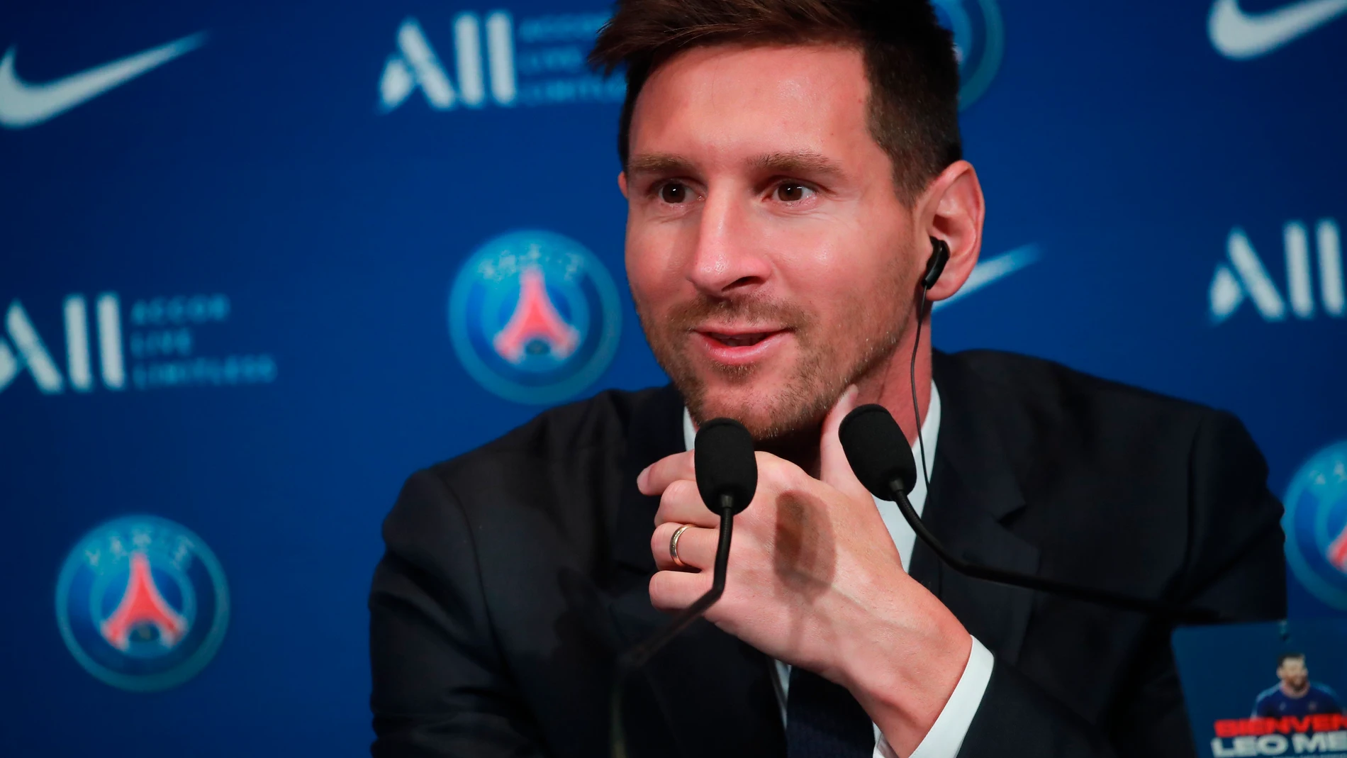 Messi en la presentación del PSG
