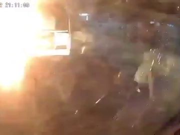 Momento de la explosión del autobús en Rusia