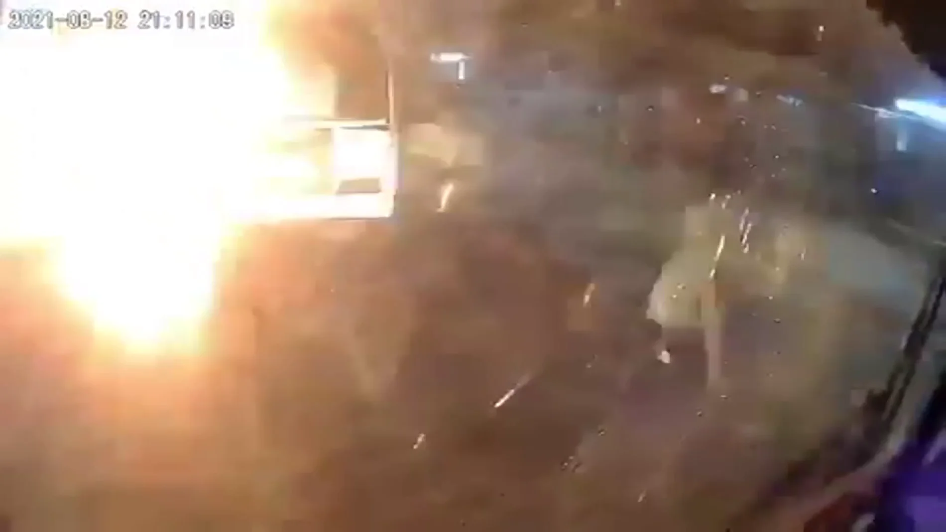 Momento de la explosión del autobús en Rusia