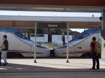 Un incendio forestal corta el tráfico viario Zamora-Orense y deja un tren parado casi dos horas