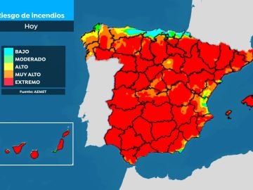 Mapa del riesgo de incendio extremo en España