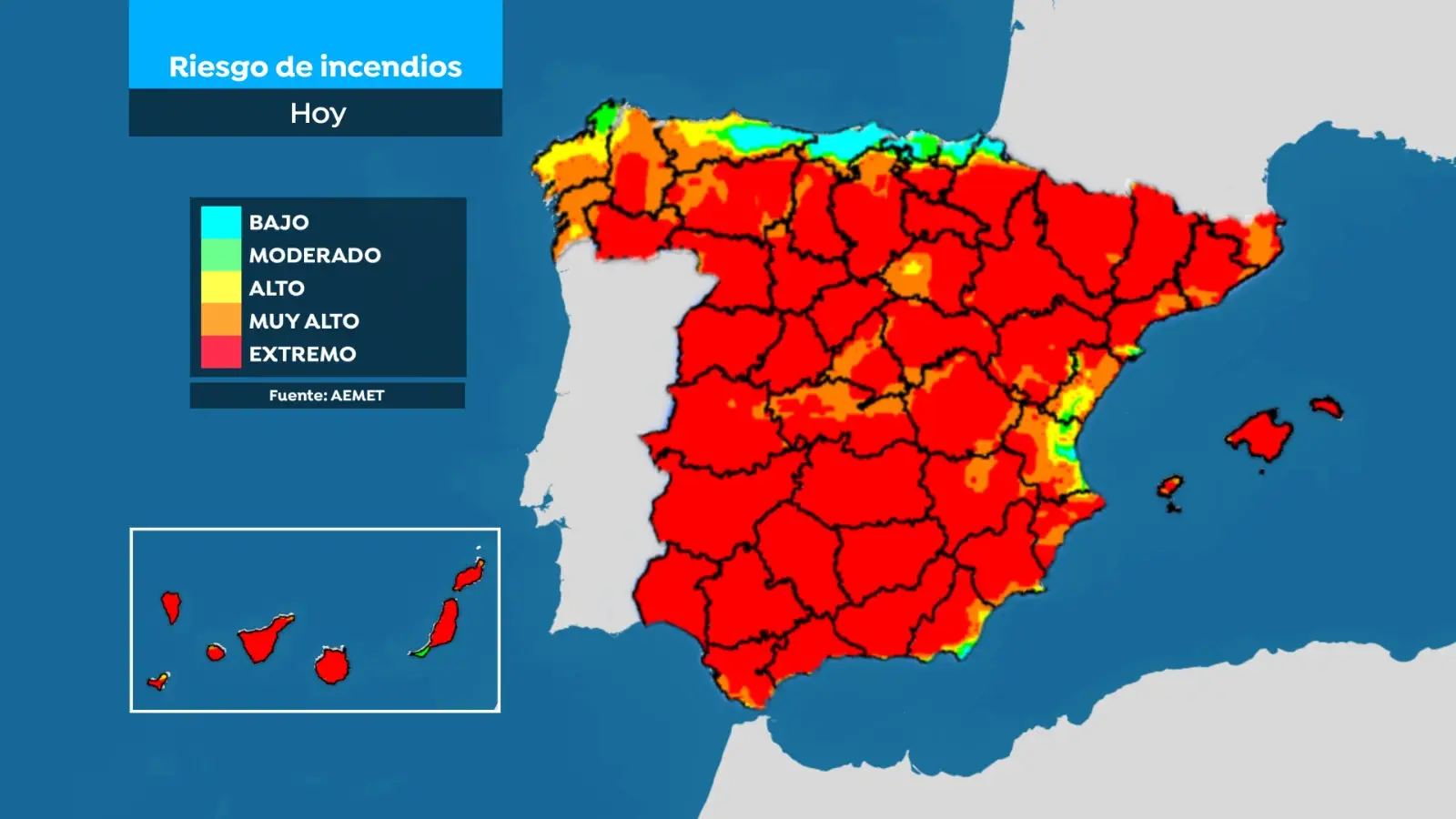 Mapa del riesgo de incendio extremo en Espa&ntilde;a