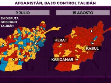 Mapa de Afganistán bajo control talibán