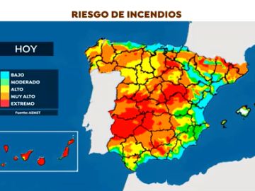 Mapa de riesgo de incendios en España