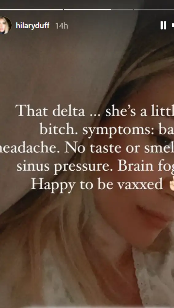 Hilary Duff contagiada con la variante Delta