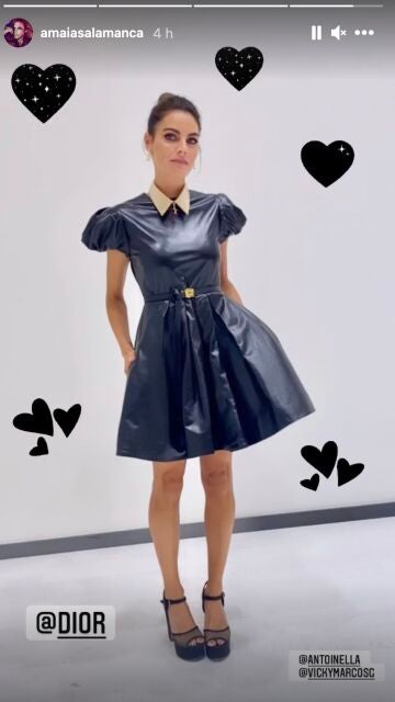 Amaia Salamanca se anota un acierto con un minivestido de cuero