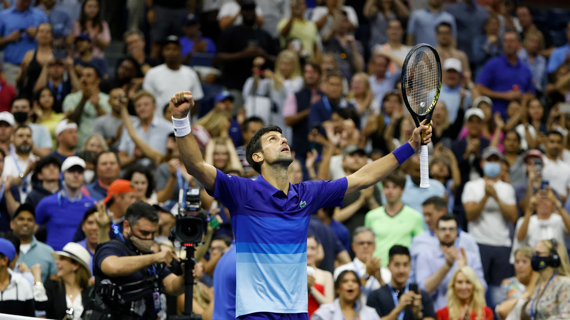 El serbio Novak Djokovic celebra su victoria sobre el estadounidense Jenson Brooksby El serbio Novak Djokovic celebra su victoria sobre el estadounidense Jenson Brooksby