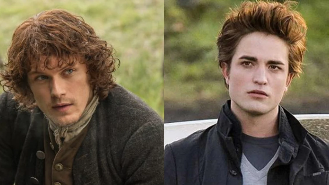 Sam Heughan y Robert Pattinson como Jamie Fraser y Edward Cullen