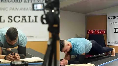 Daniel Scali estable un nuevo récord tras pasar 9 horas y 30 minutos haciendo una plancha abdominal Daniel Scali estable un nuevo récord tras pasar 9 horas y 30 minutos haciendo una plancha abdominal