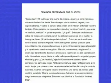 Consulta el contenido de la denuncia falsa de agresión homófoba en Madrid Consulta el contenido de la denuncia falsa de agresión homófoba en Madrid