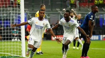 Rodrygo celebra su gol ante el Inter de Milán en San Siro Rodrygo celebra su gol ante el Inter de Milán en San Siro