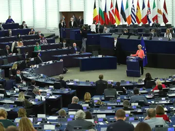 Ursula von der Leyen durante su discurso ante el Parlamento Europeo
