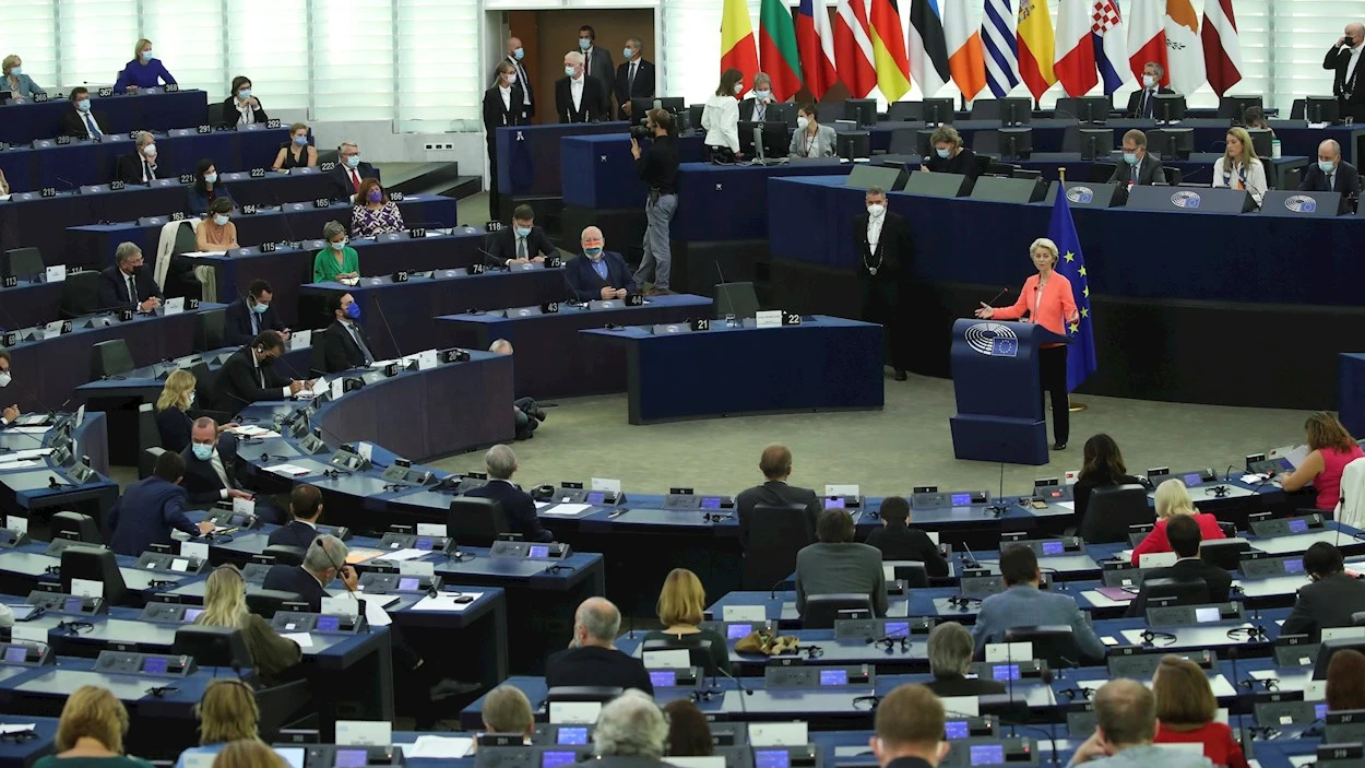 Ursula von der Leyen durante su discurso ante el Parlamento Europeo Ursula von der Leyen durante su discurso ante el Parlamento Europeo