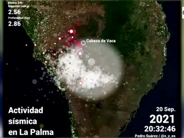 La imagen que muestra cómo evoluciona la actividad sísmica y la erupción del volcán de La Palma La imagen que muestra cómo evoluciona la actividad sísmica y la erupción del volcán de La Palma