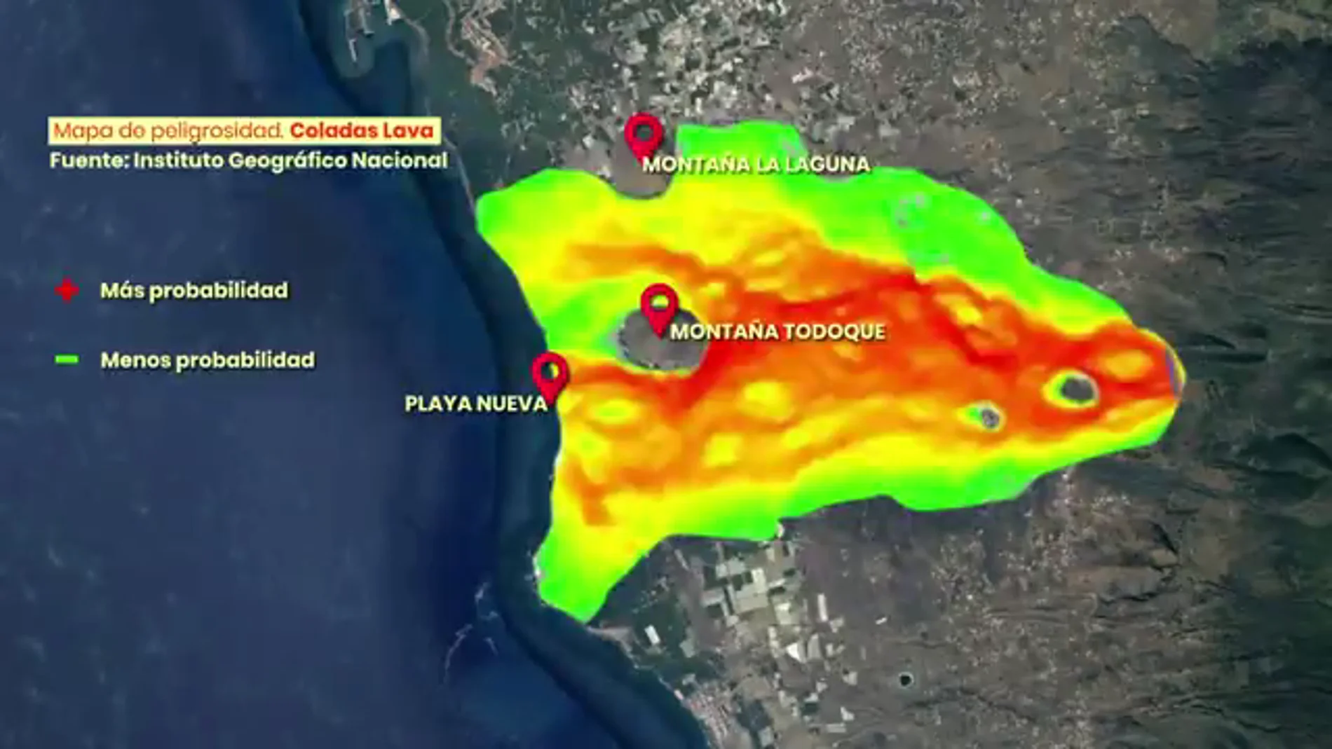 Estas son las zonas de riesgo por el volcán de La Palma