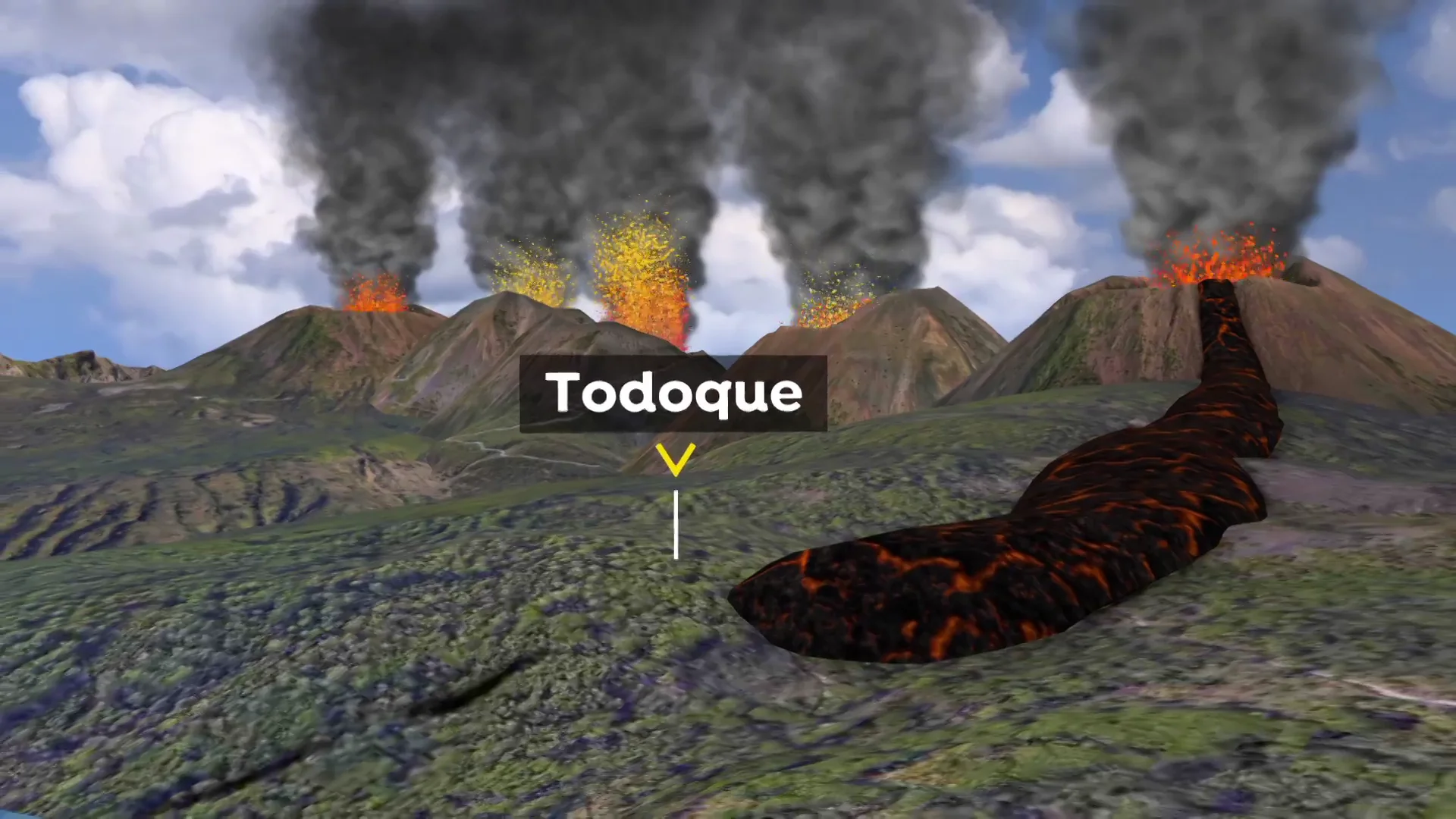 Realidad aumentada de las bocas del volc&aacute;n en La Palma