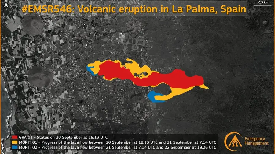 Imágenes satélite del volcán de La Palma Imágenes satélite del volcán de La Palma