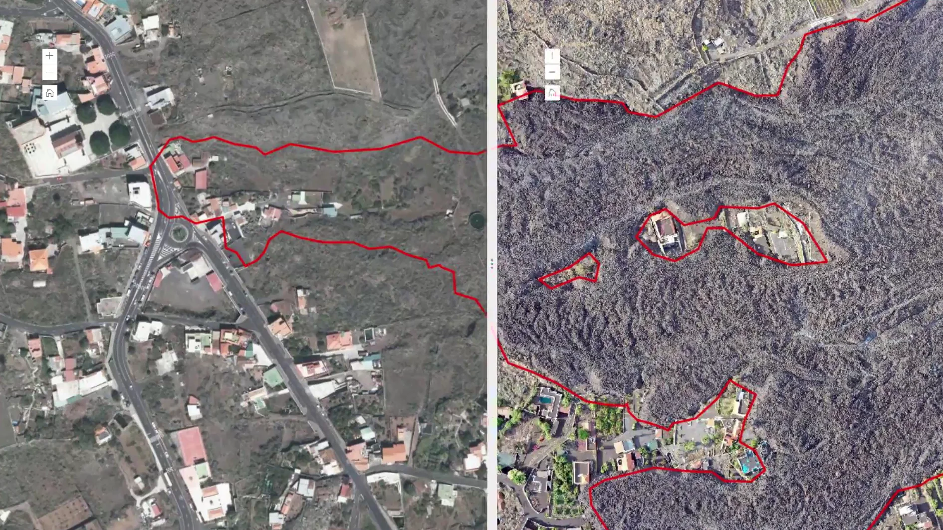 Antes y despu&eacute;s de la zona de La Palma