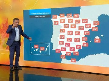 Previsi&oacute;n del tiempo del mi&eacute;rcoles 29 con Roberto Brasero