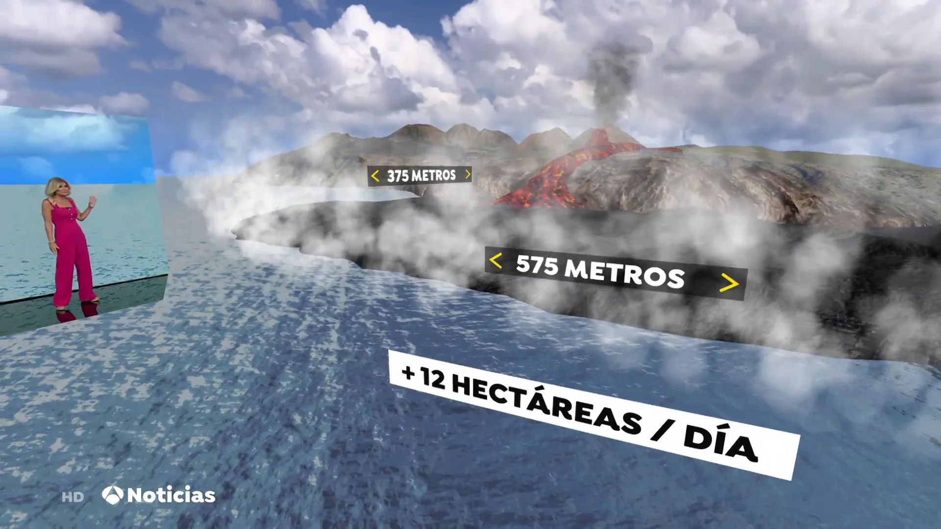 La realidad aumentada para entender c&oacute;mo el volc&aacute;n de La Palma ha ampliado el mapa de Espa&ntilde;a