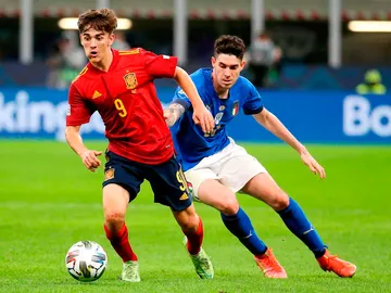 Gavi durante un momento del España Italia Gavi durante un momento del España Italia