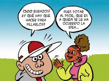 El cómic con el que el PSOE avisaba a los jóvenes de que si querían ayudas para la cultura, debían votarle El cómic con el que el PSOE avisaba a los jóvenes de que si querían ayudas para la cultura, debían votarle