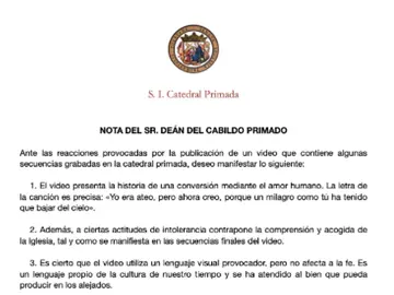 La catedral de Toledo, sobre el vídeo de C Tangana y Nathy Peluso: "Utiliza un lenguaje provocador, pero no afecta a la fe" La catedral de Toledo, sobre el vídeo de C Tangana y Nathy Peluso: "Utiliza un lenguaje provocador, pero no afecta a la fe"