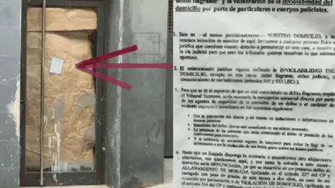 Okupan un edificio en Badalona y cuelgan un cartel en la puerta reclamando sus derechos Okupan un edificio en Badalona y cuelgan un cartel en la puerta reclamando sus derechos