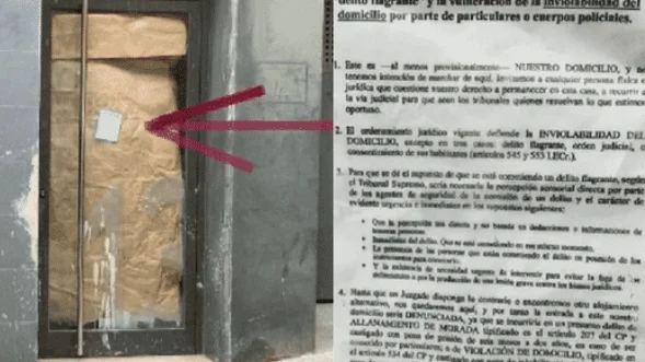 Okupan un edificio en Badalona y cuelgan un cartel en la puerta reclamando sus derechos 