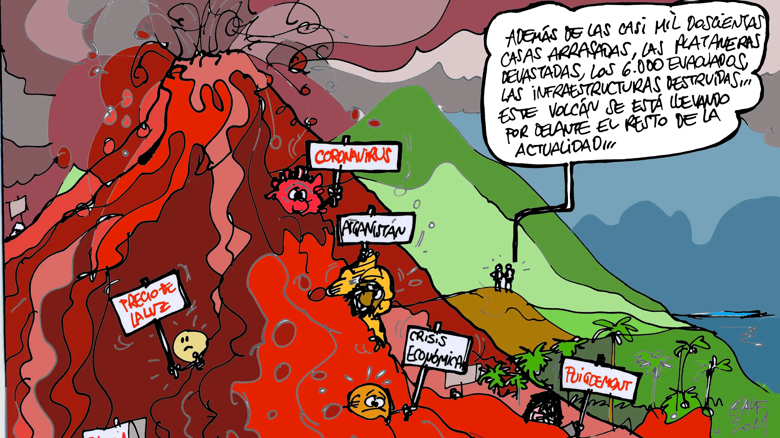 La cobertura informativa del volc&aacute;n de La Palma, en la vi&ntilde;eta gr&aacute;fica de Alfredo Boto-Herv&aacute;s