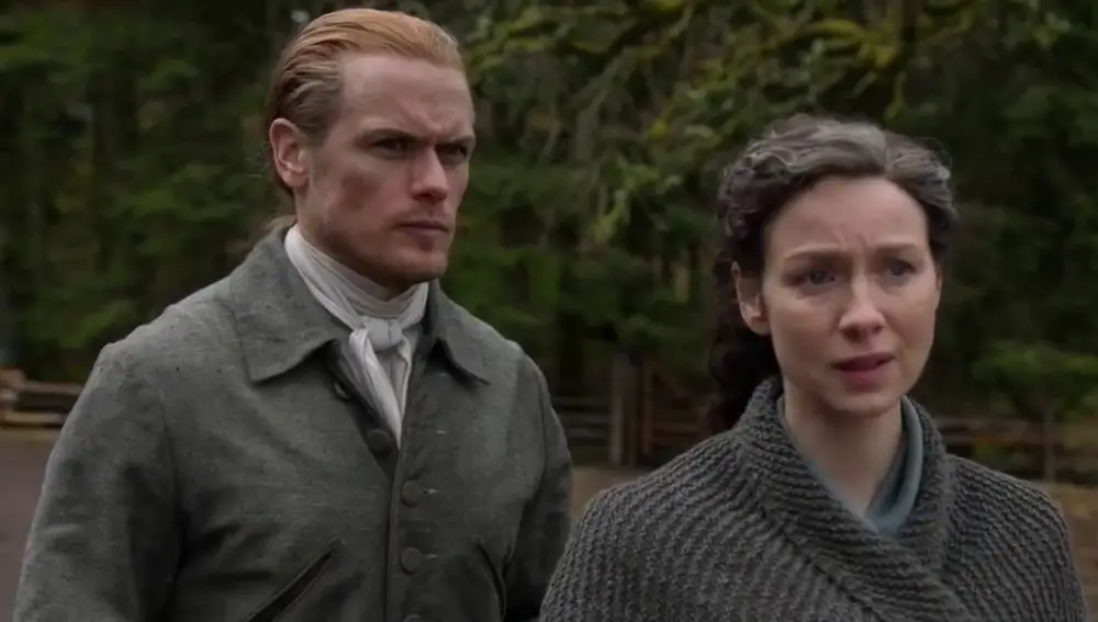 Sam Heughan y Caitriona Balfe como Jamie y Claire Fraser en la temporada 6 de 'Outlander'