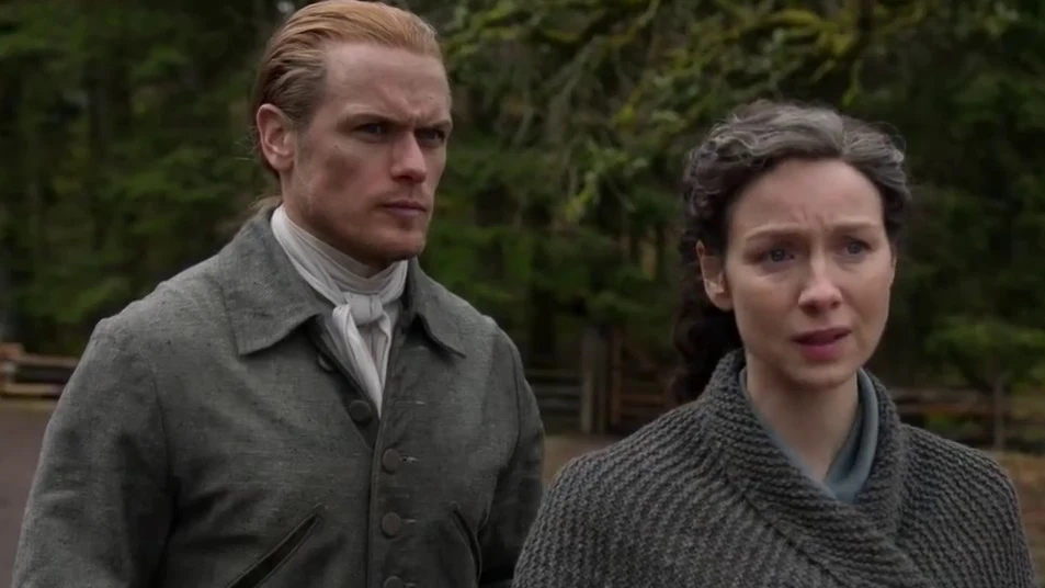 Sam Heughan y Caitriona Balfe como Jamie y Claire Fraser en la temporada 6 de 'Outlander'