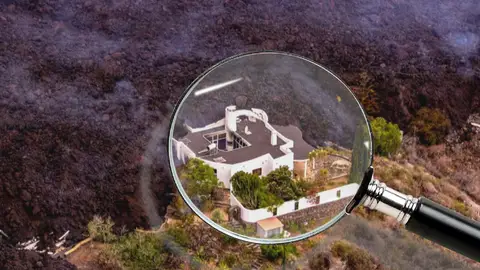 El mapa que compara el antes y el ahora de la zona afectada por el volcán El mapa que compara el antes y el ahora de la zona afectada por el volcán