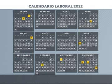 Calendario laboral y festivos 2022