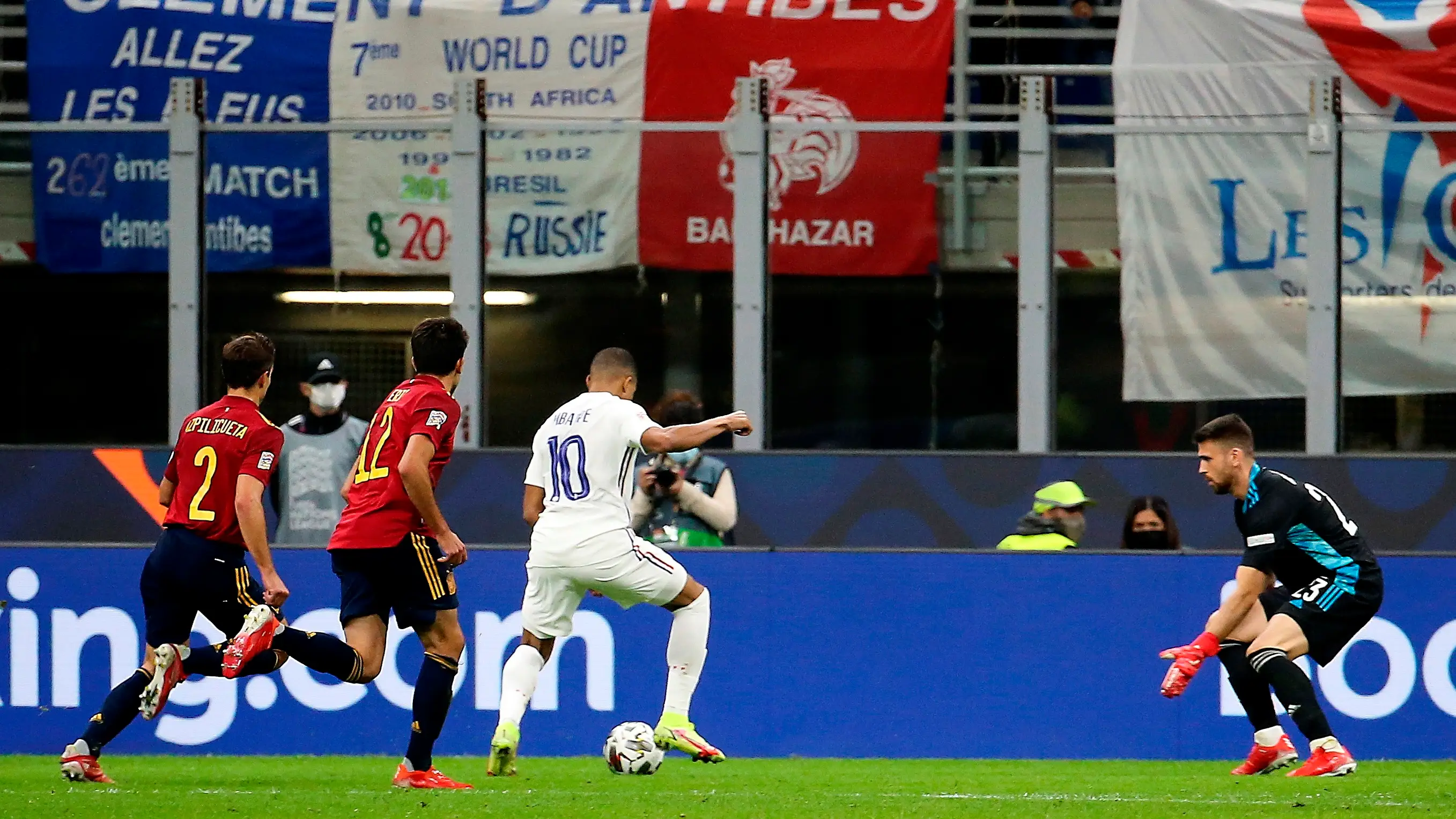 Mbapp&eacute; anota ante Espa&ntilde;a en la final de la Nations League