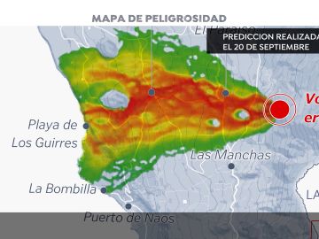 Este es el mapa de peligrosidad del volcán de La Palma