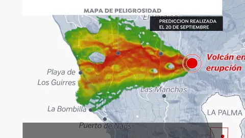 Este es el mapa de peligrosidad del volcán de La Palma Este es el mapa de peligrosidad del volcán de La Palma